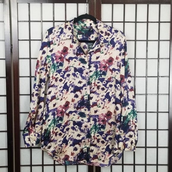 Lauren Ralph Lauren Relaxed Floral Button-Down Top - Picture 2 of 5